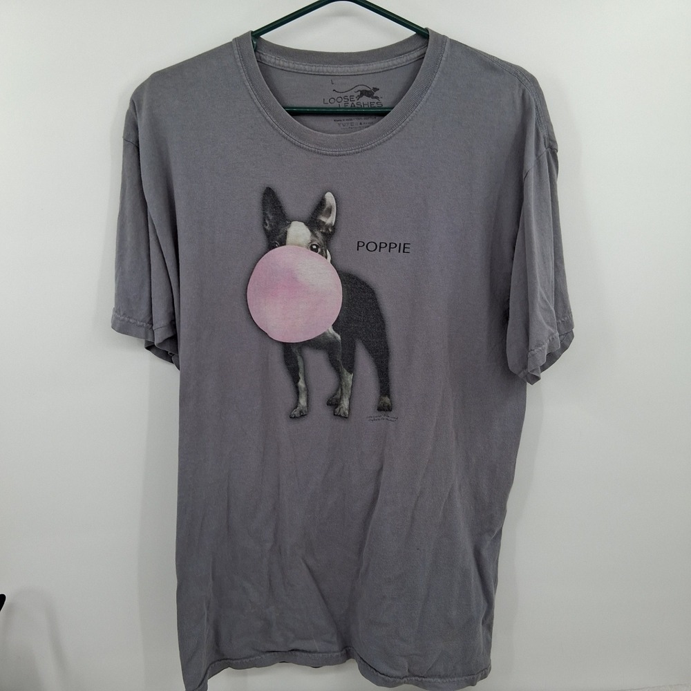 Loose Leashes Ron Schmidt The Mountain Poppie Boston Terrier Bubble SS Tee L